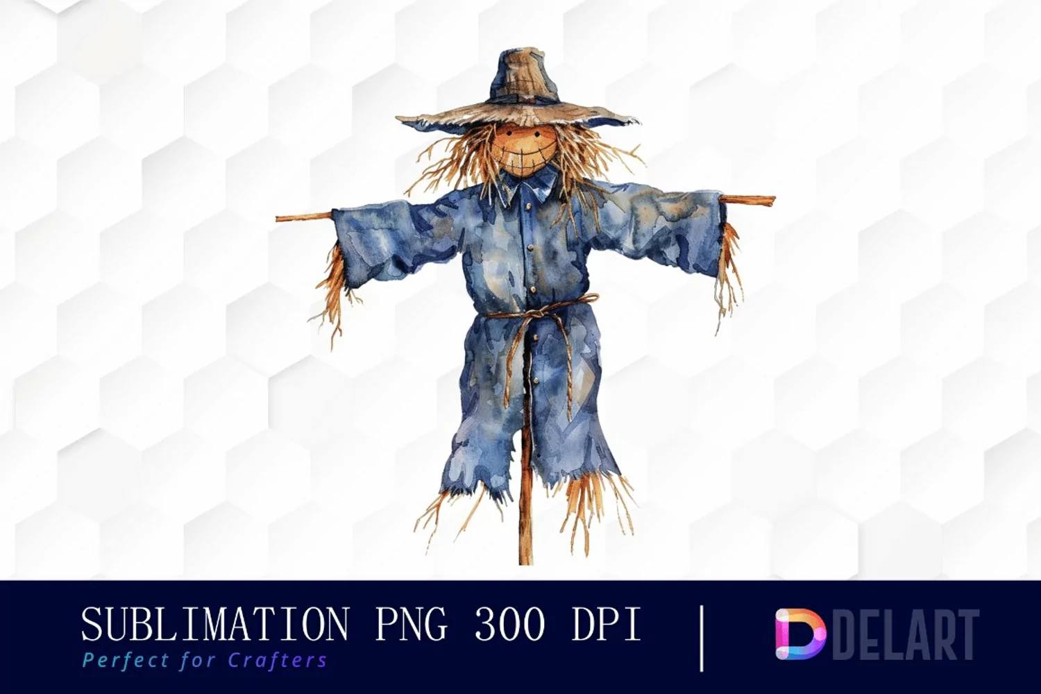 Scarecrow Straw Watercolor Clipart PNG product image 1