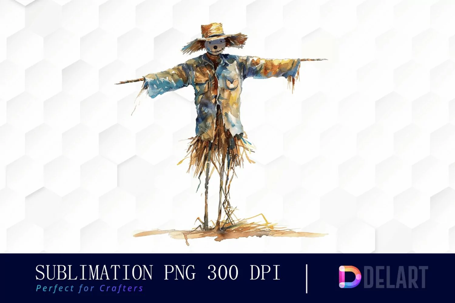 Scarecrow Straw Watercolor Clipart PNG product image 1