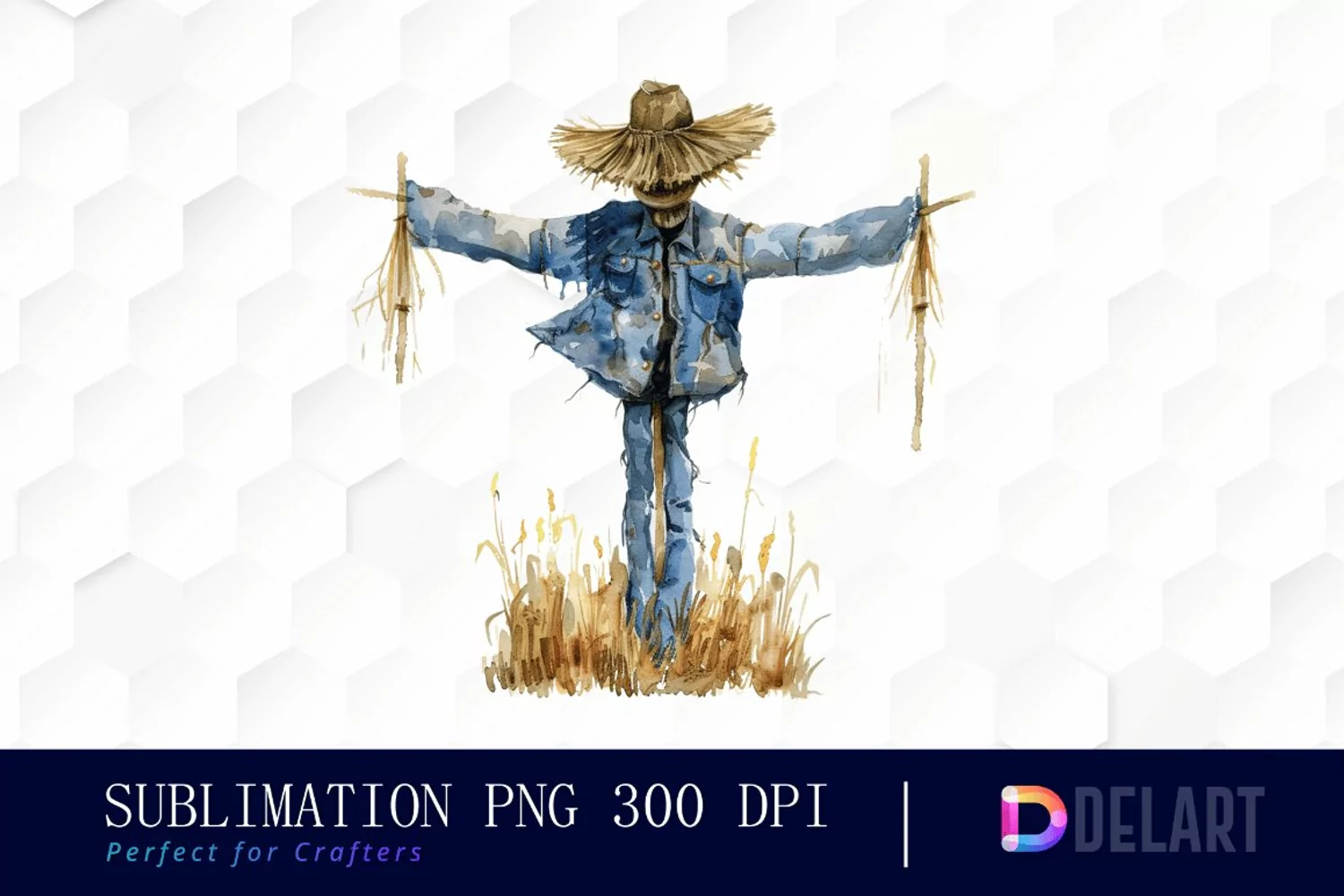 Scarecrow Straw Watercolor Clipart product image 1