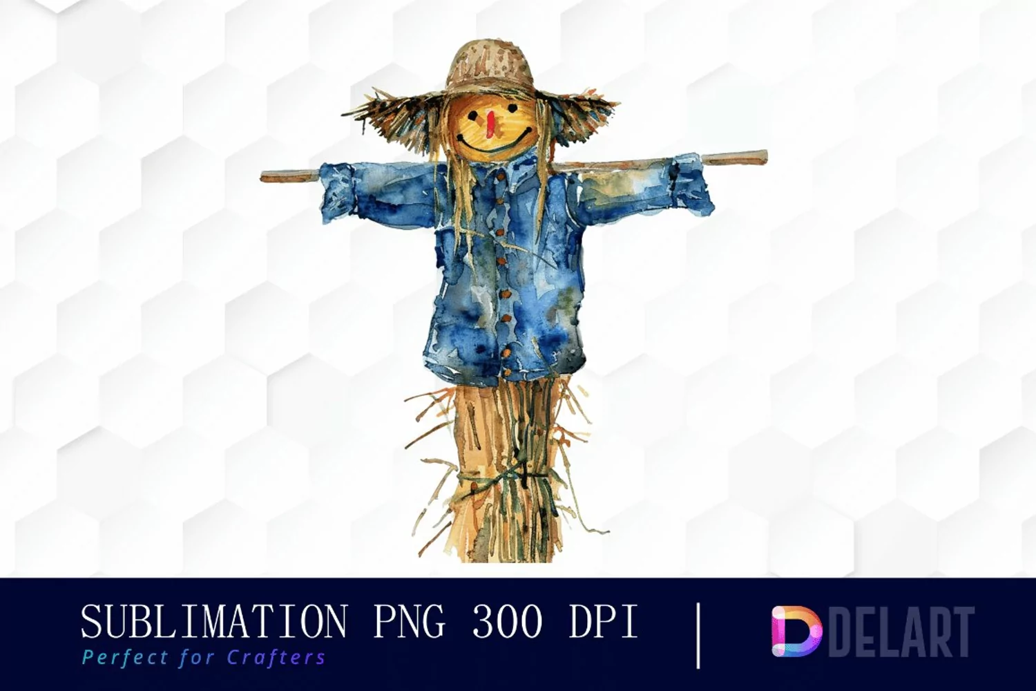 Scarecrow Straw Watercolor Clipart product image 1