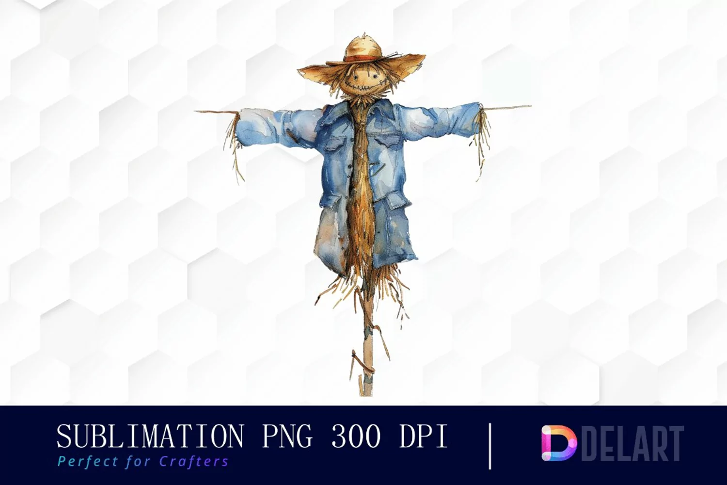 Scarecrow Straw Watercolor Clipart product image 1