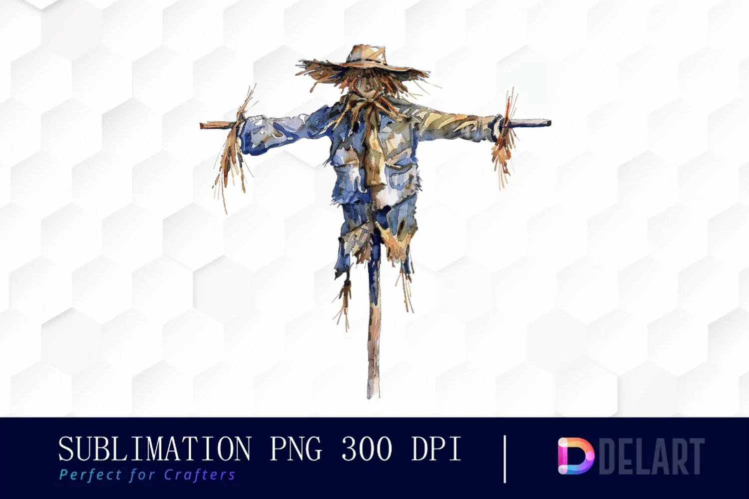 Scarecrow Straw Watercolor Clipart product image 1