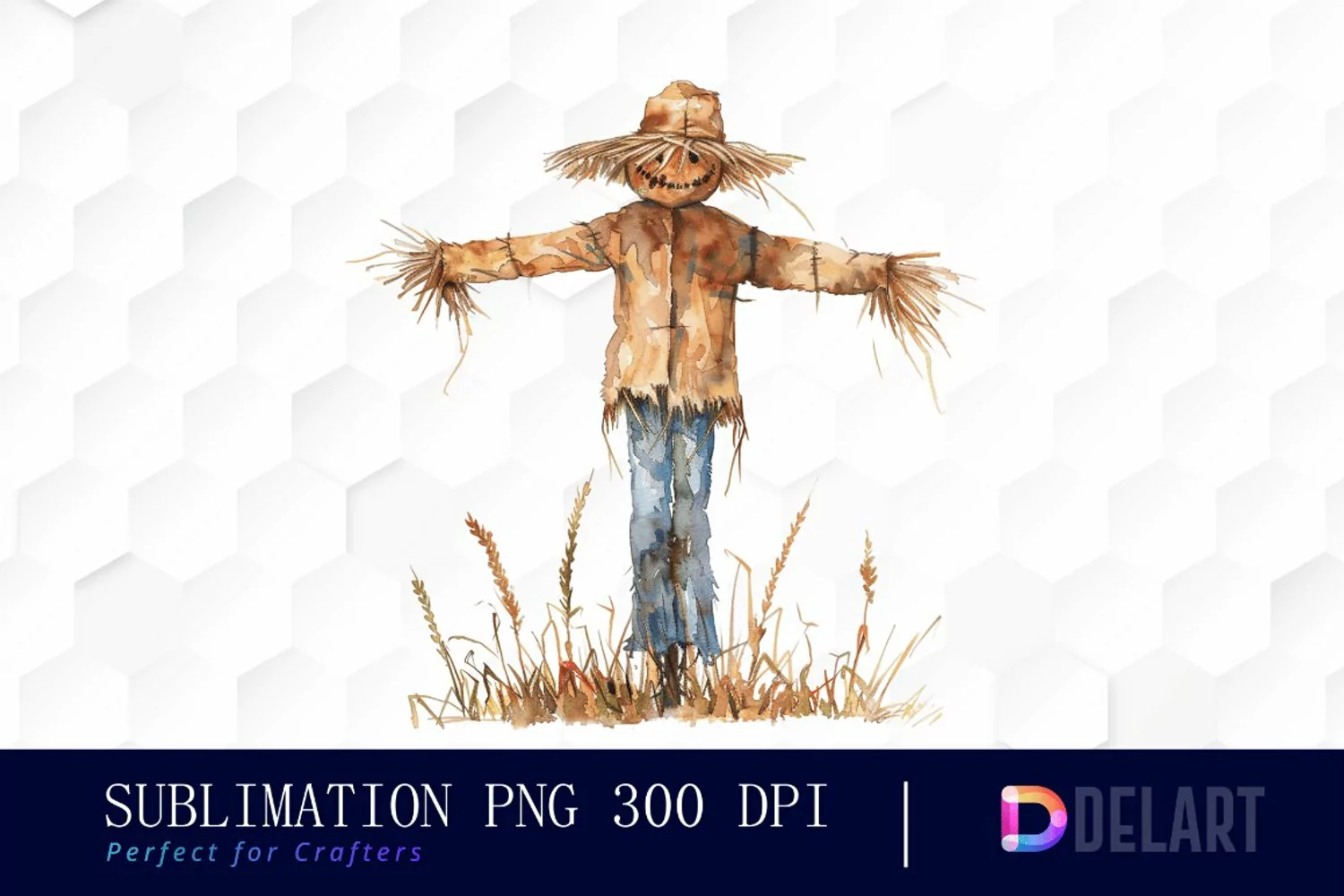 Scarecrow Straw Watercolor Clipart PNG product image 1