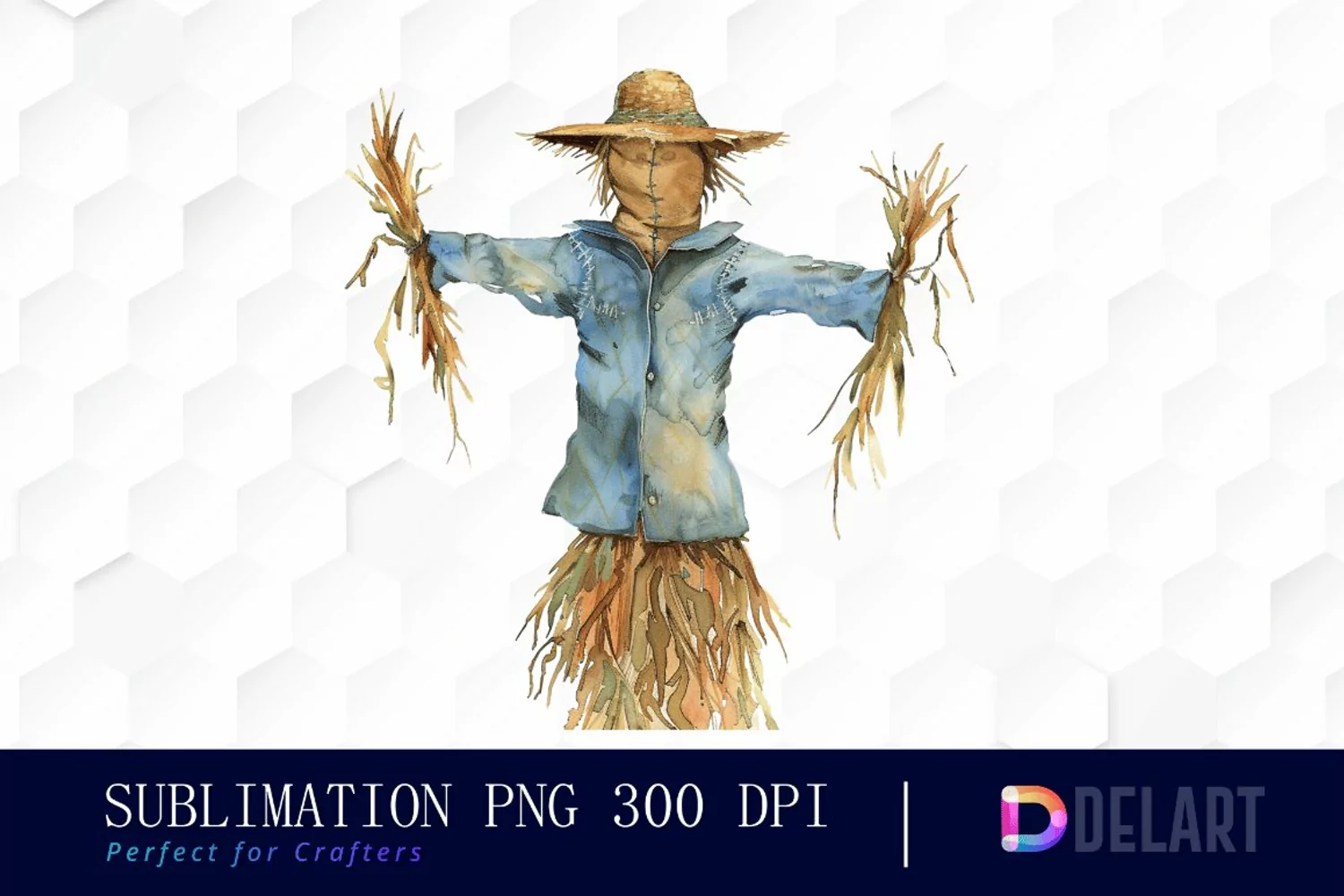 Scarecrow Straw Watercolor Clipart product image 1