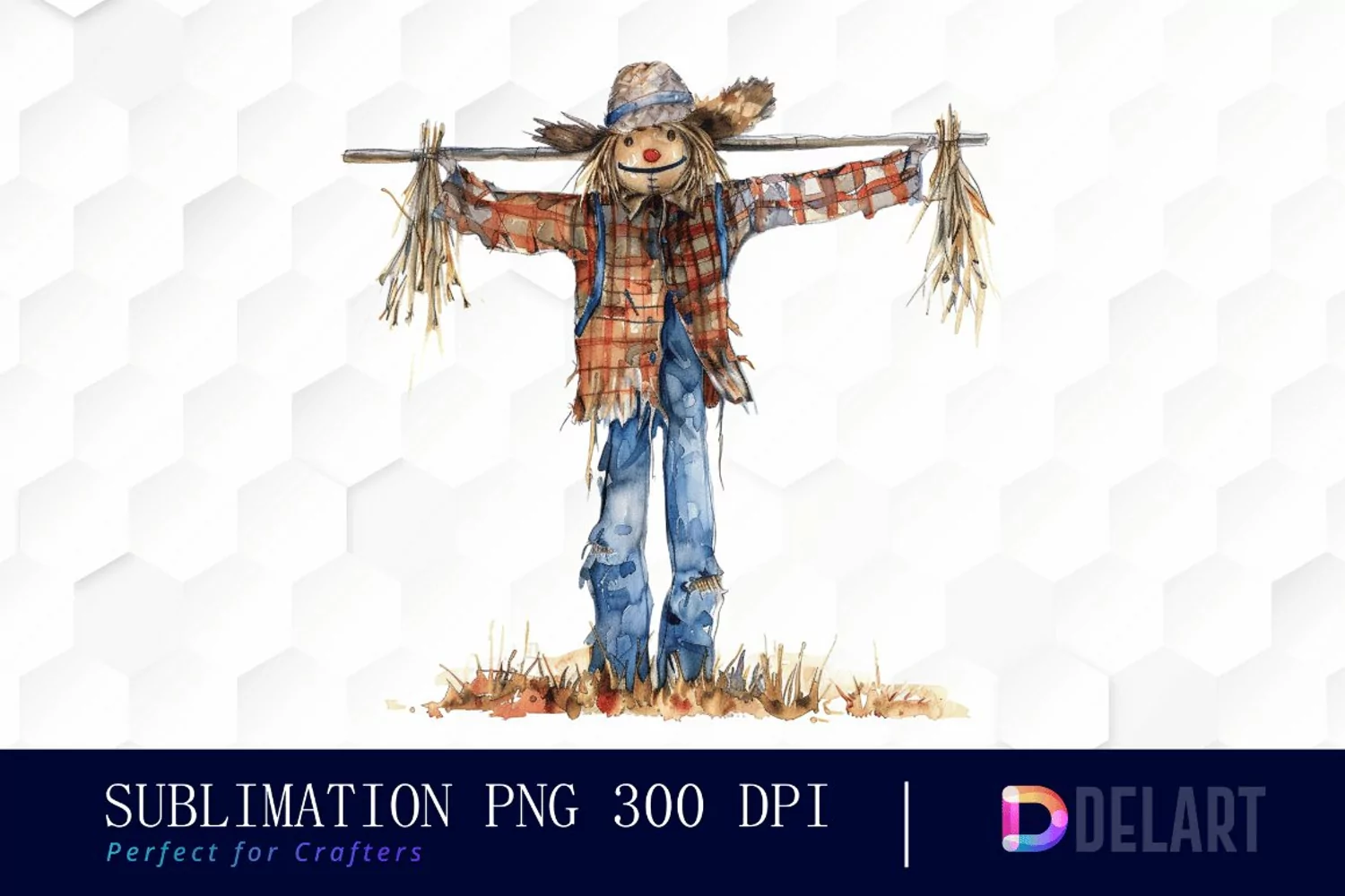 Scarecrow Straw Watercolor Clipart product image 1