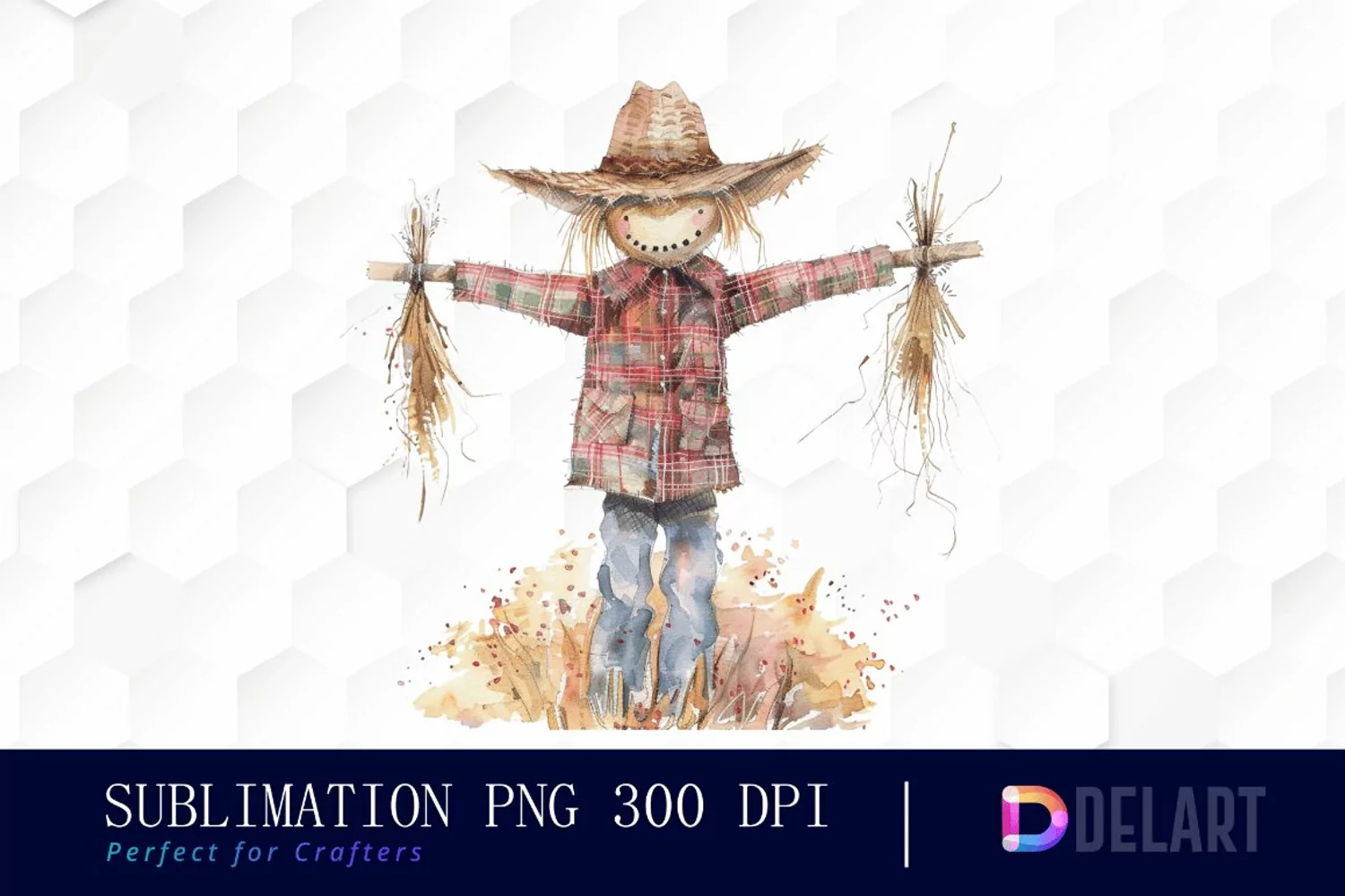 Scarecrow Straw Watercolor Clipart product image 1