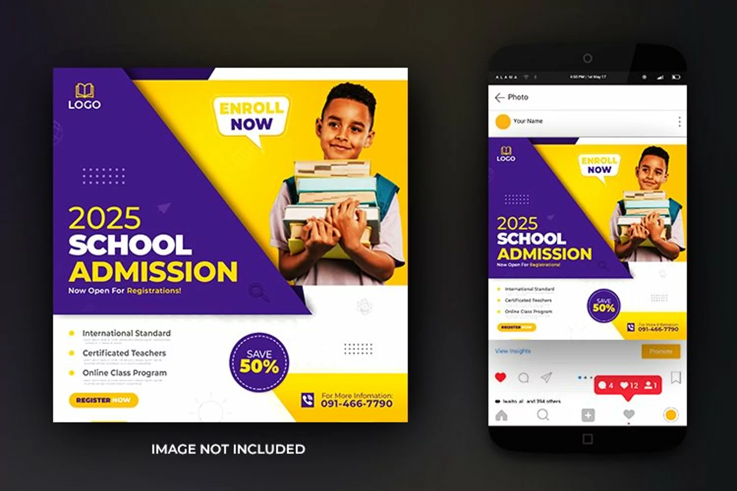 School Admission Social Media Post Banner Design Template product image 1