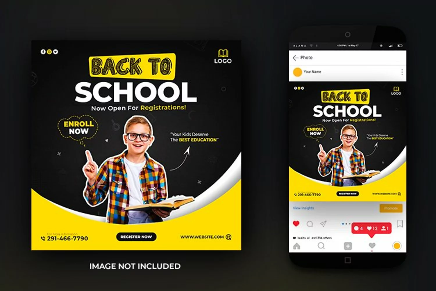 School Admission & Back to School Social Media Post Template product image 1