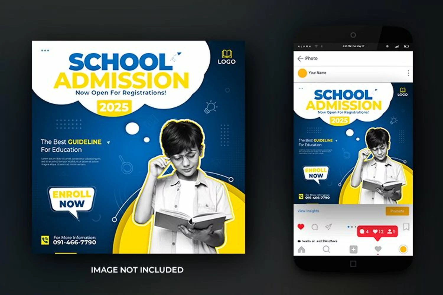 School Admission Social Media Post Banner Ad Design Template product image 1