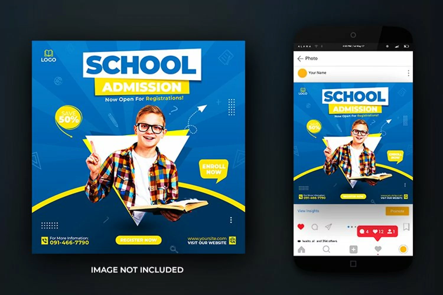 School Admission Social Media Post Banner Design Template product image 1
