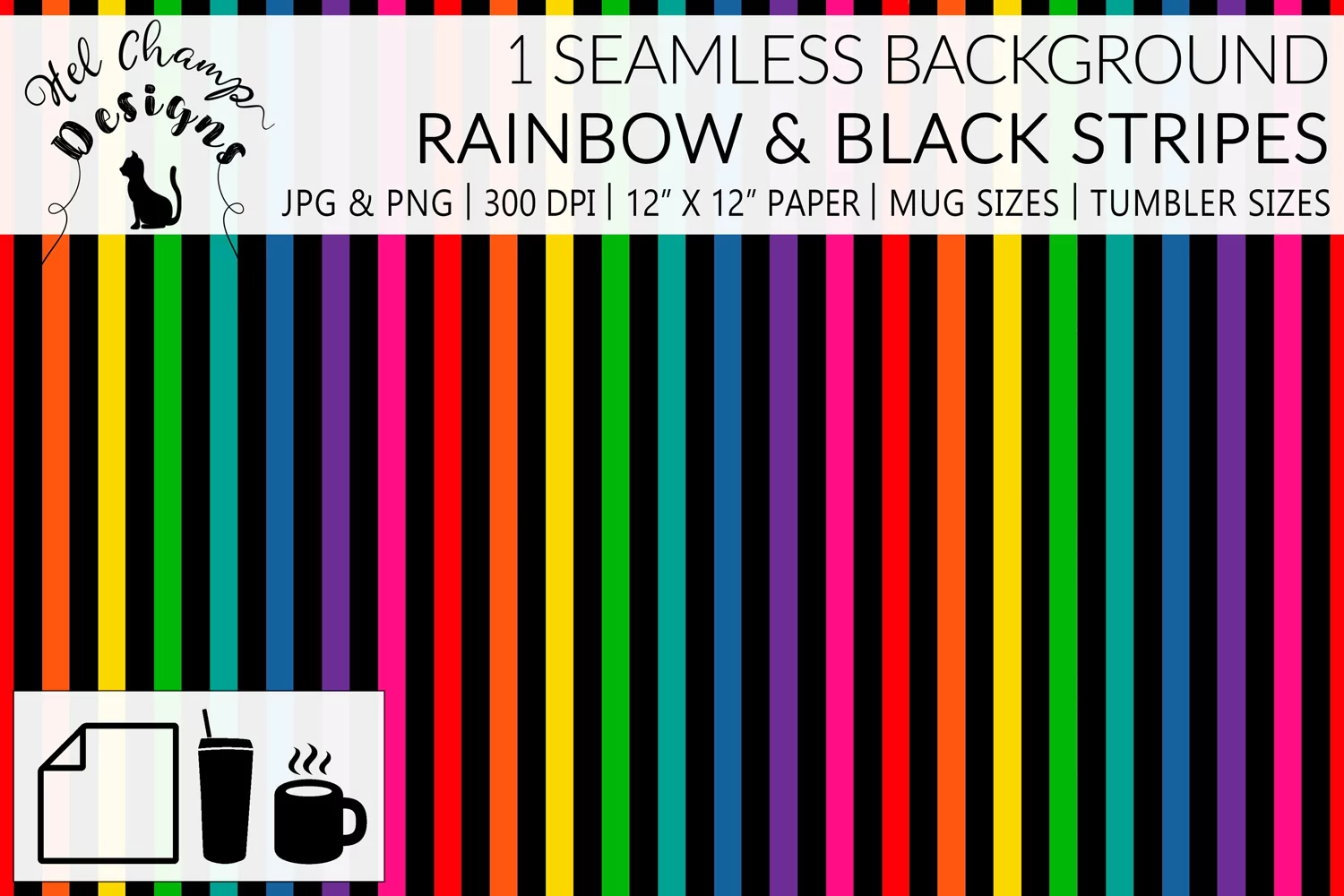 Scrapbooking rainbow colors black stripes sublimation mugs tumblers origami 1