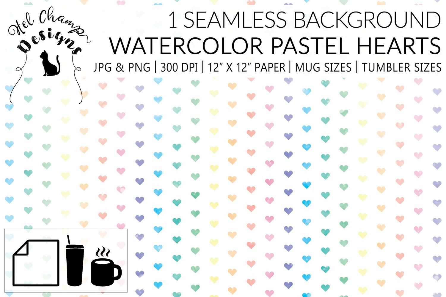 Scrapbooking rainbow watercolor mini hearts sublimation mugs tumblers origami 1