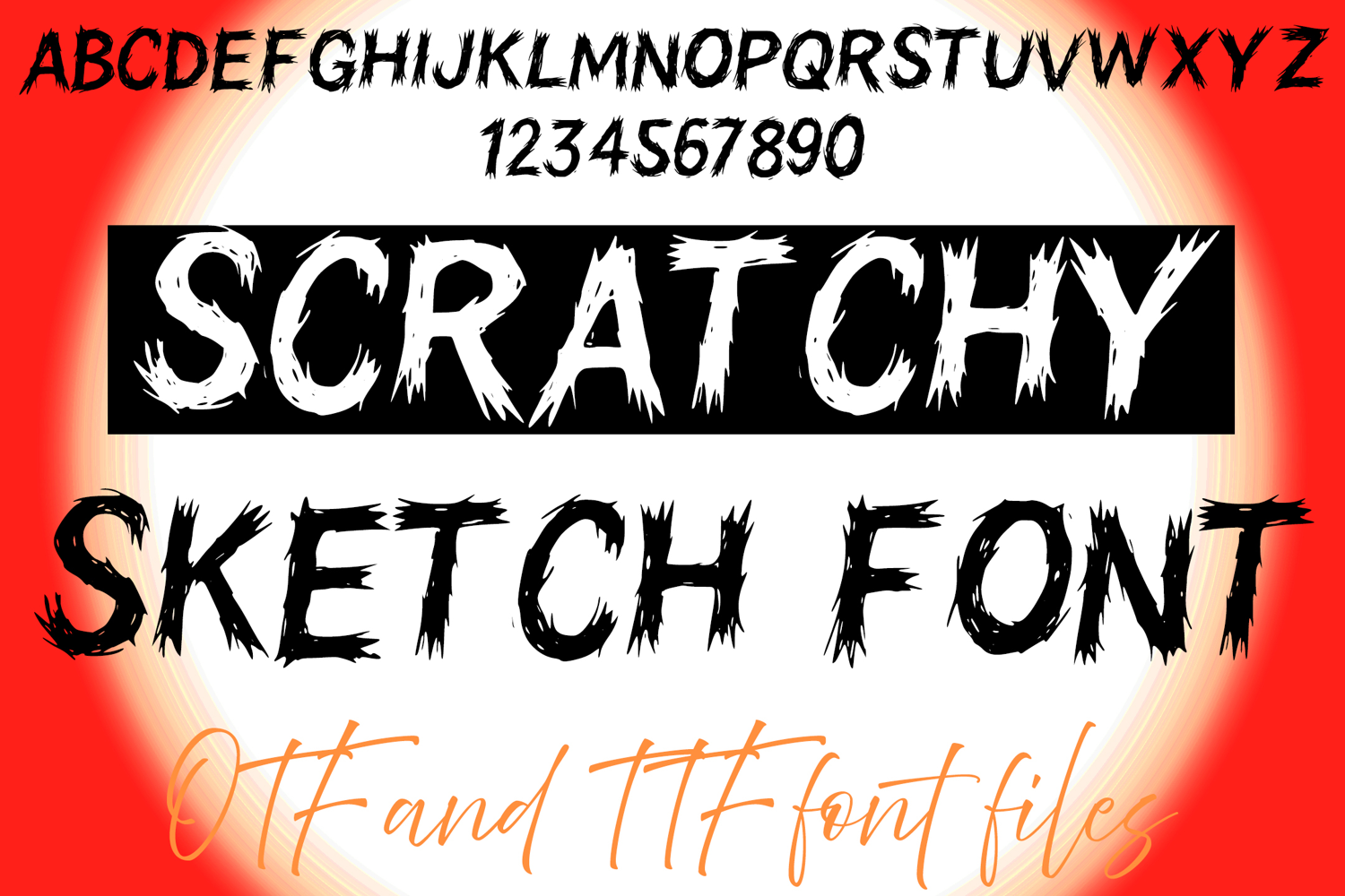 Scratchy Sketch Alphabet Lettering ABC Text Font Anxiety Typeface OTF Illustration by Squeeb Creative