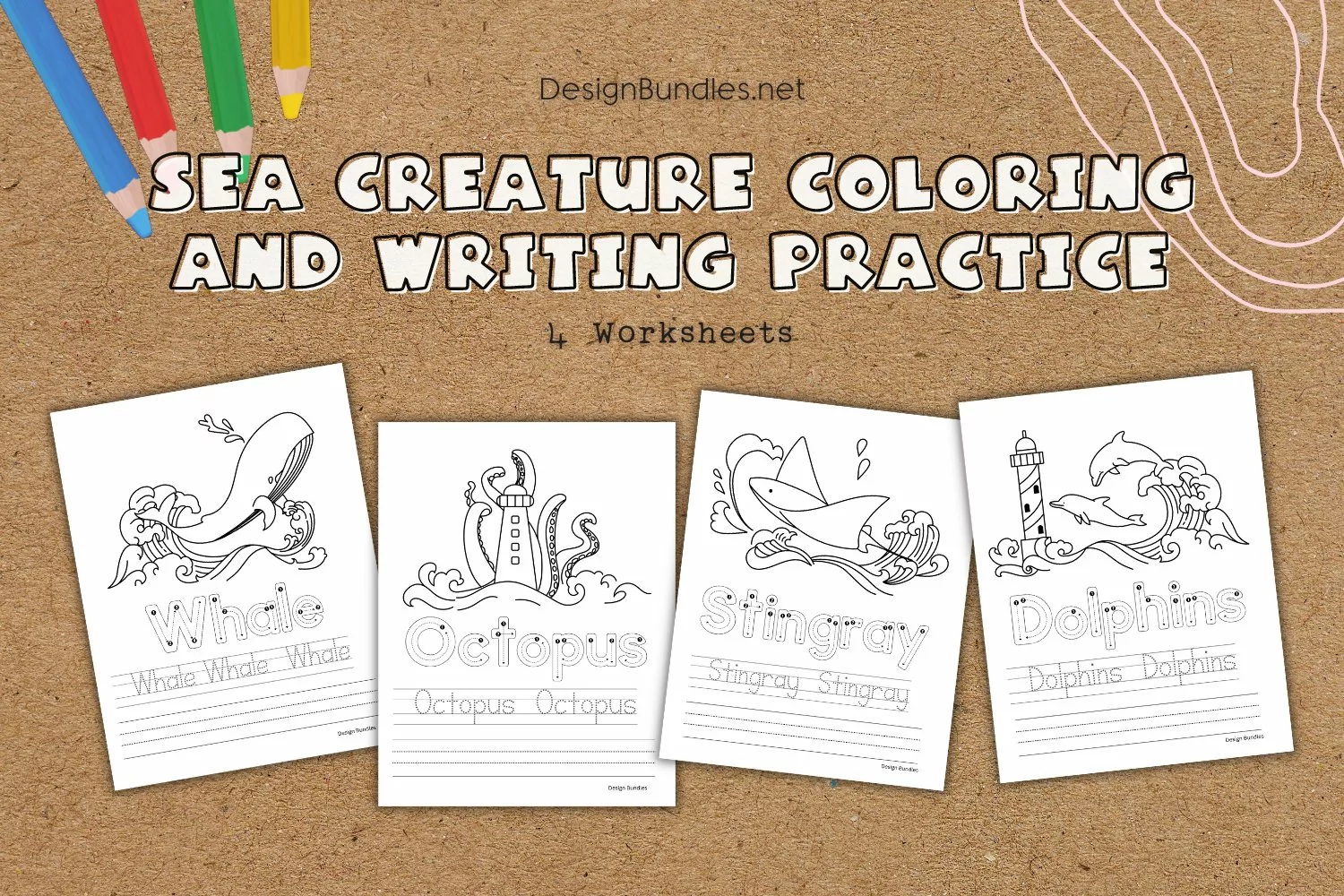 Sea Creature Educational Coloring and Writing Practice product image 1