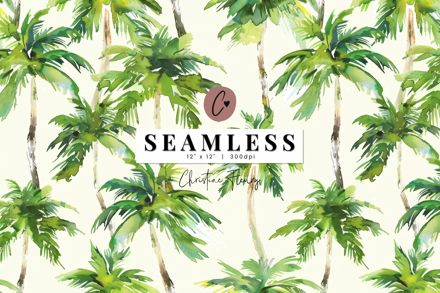 Seamless Watercolor Palm Trees Pattern product image 1