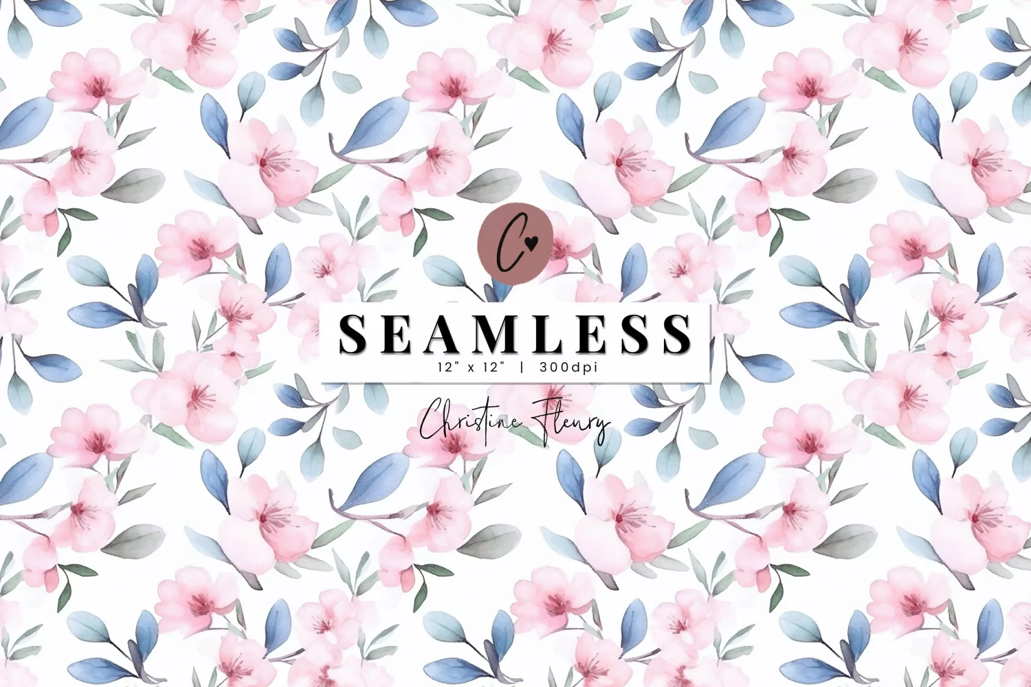 Seamless Soft Pink & Blue Floral Pattern product image 1