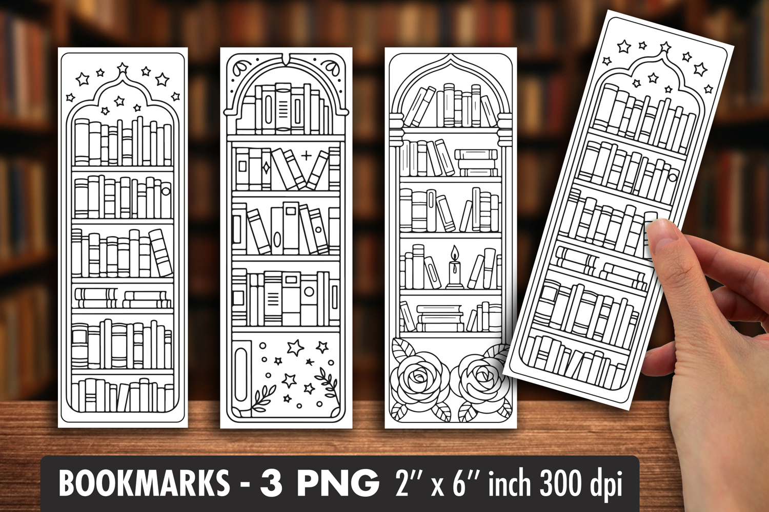 Secret Library Coloring Bookmark PNG product image 1