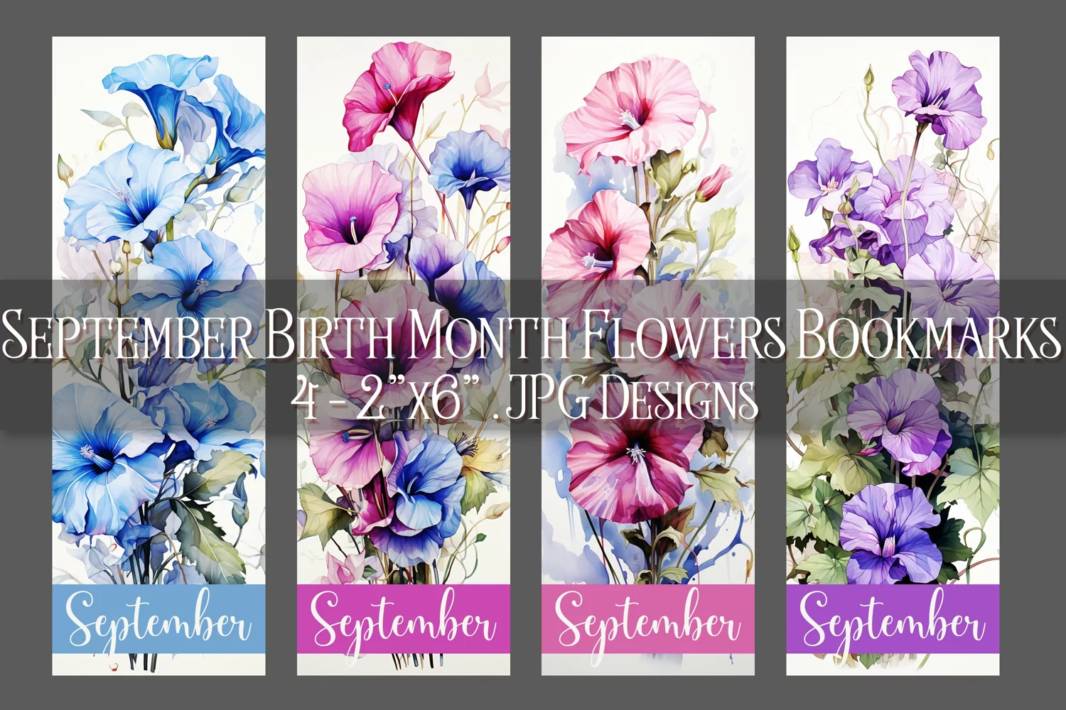Floral Bookmark, September Bookmark, Morning Glory Bookmark product image 1