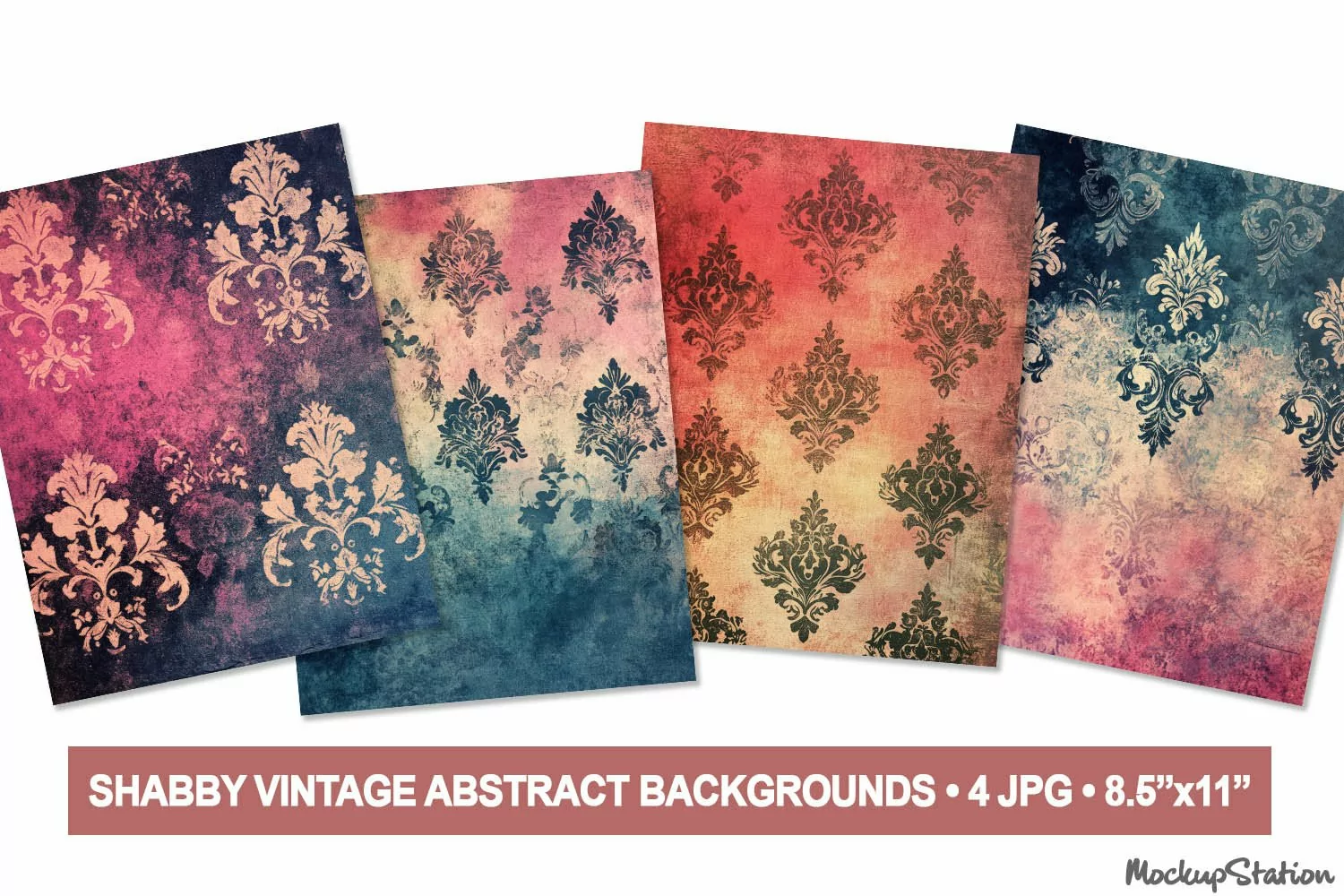 Shabby Abstract Background Junk Journal Pages, Scrapbook JPG product image 1