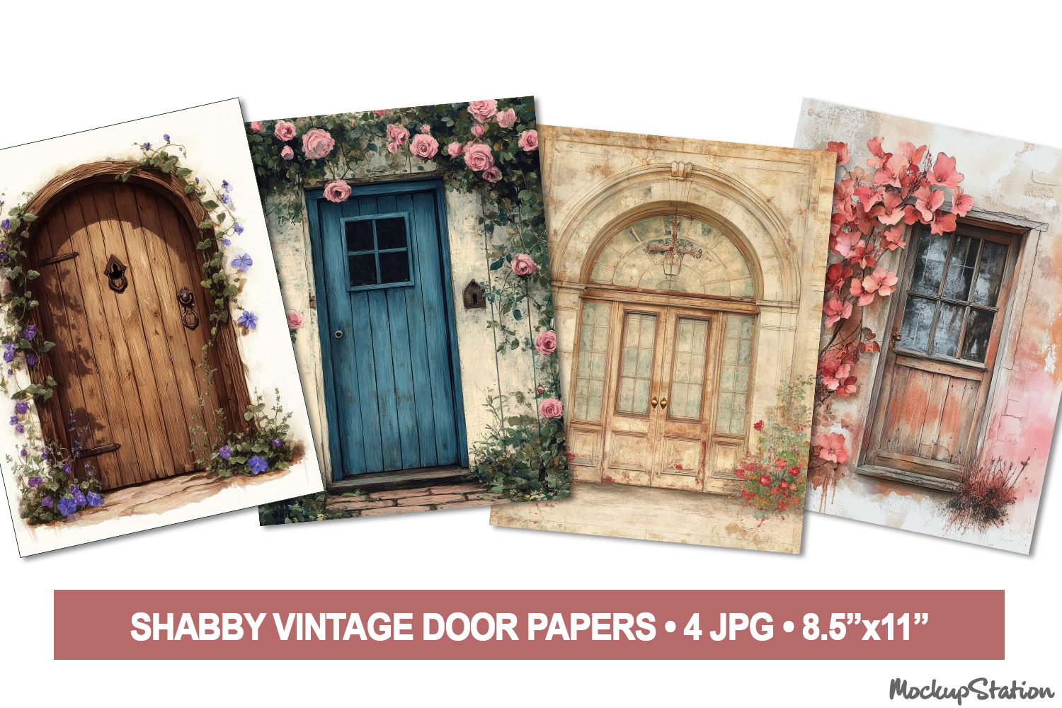 Old Door Junk Journal Pages | Vintage Scrapbooking JPG product image 1
