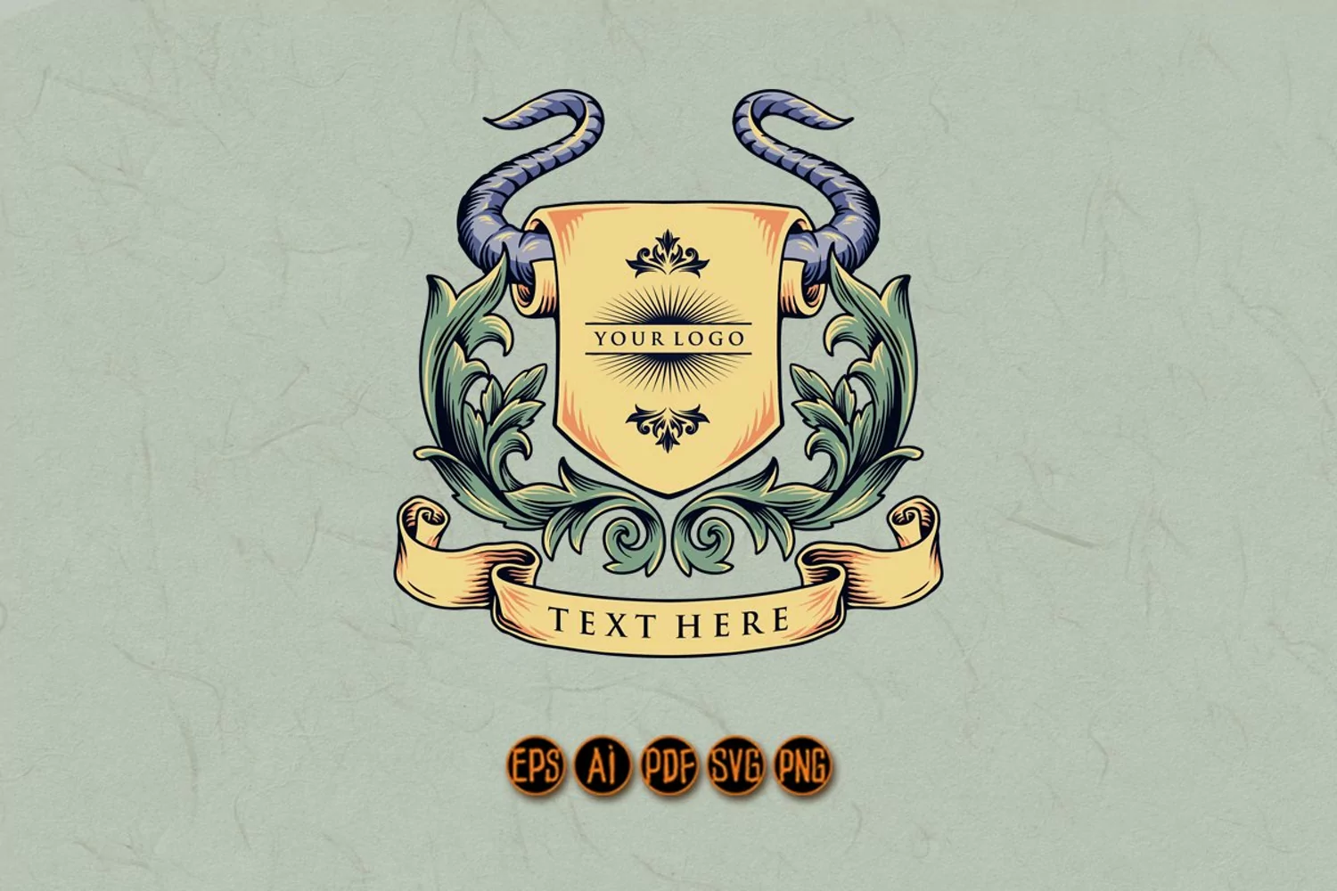 Shield Horned Frame Ornament VIntage product image 1