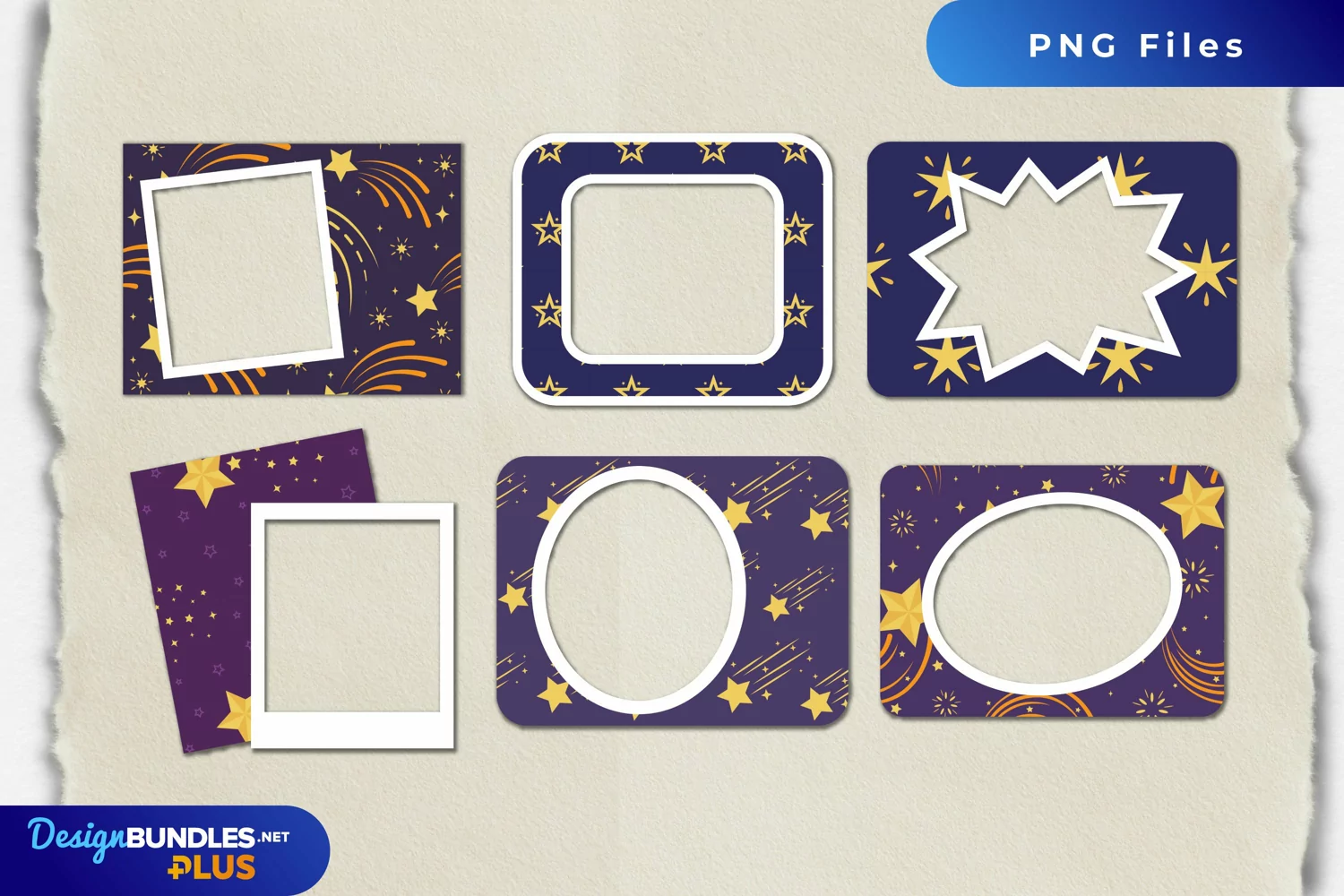 Shooting Star with Vintage Color Seamless Pattern Frame Set product image 1