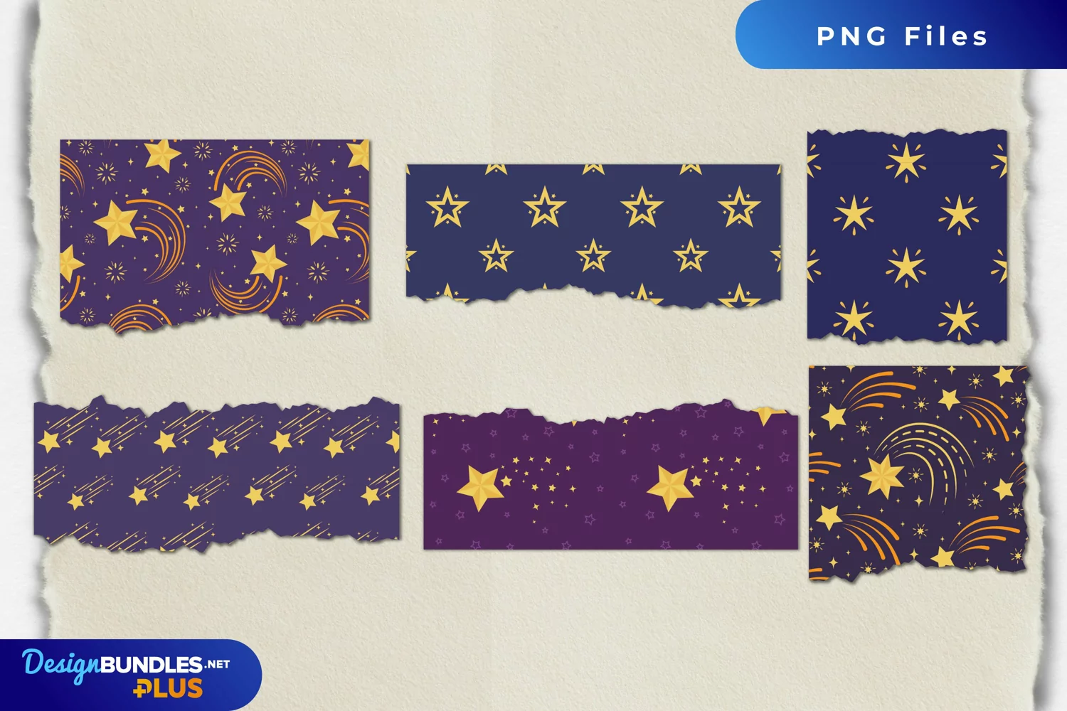 Shooting Star with Vintage Color Seamless Pattern Torn Paper product image 1