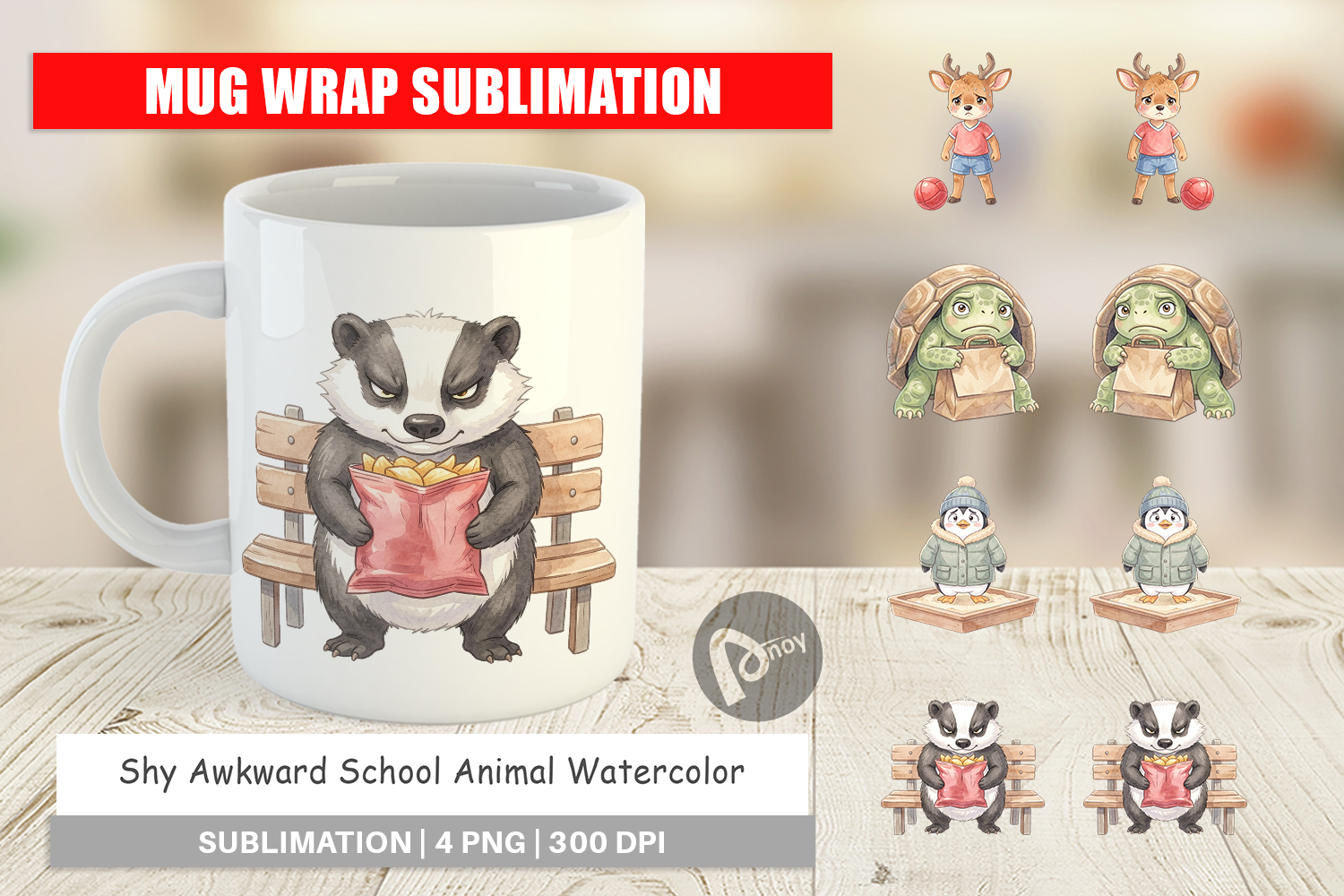 Shy Awkward School Animal Mug Wrap product image 1