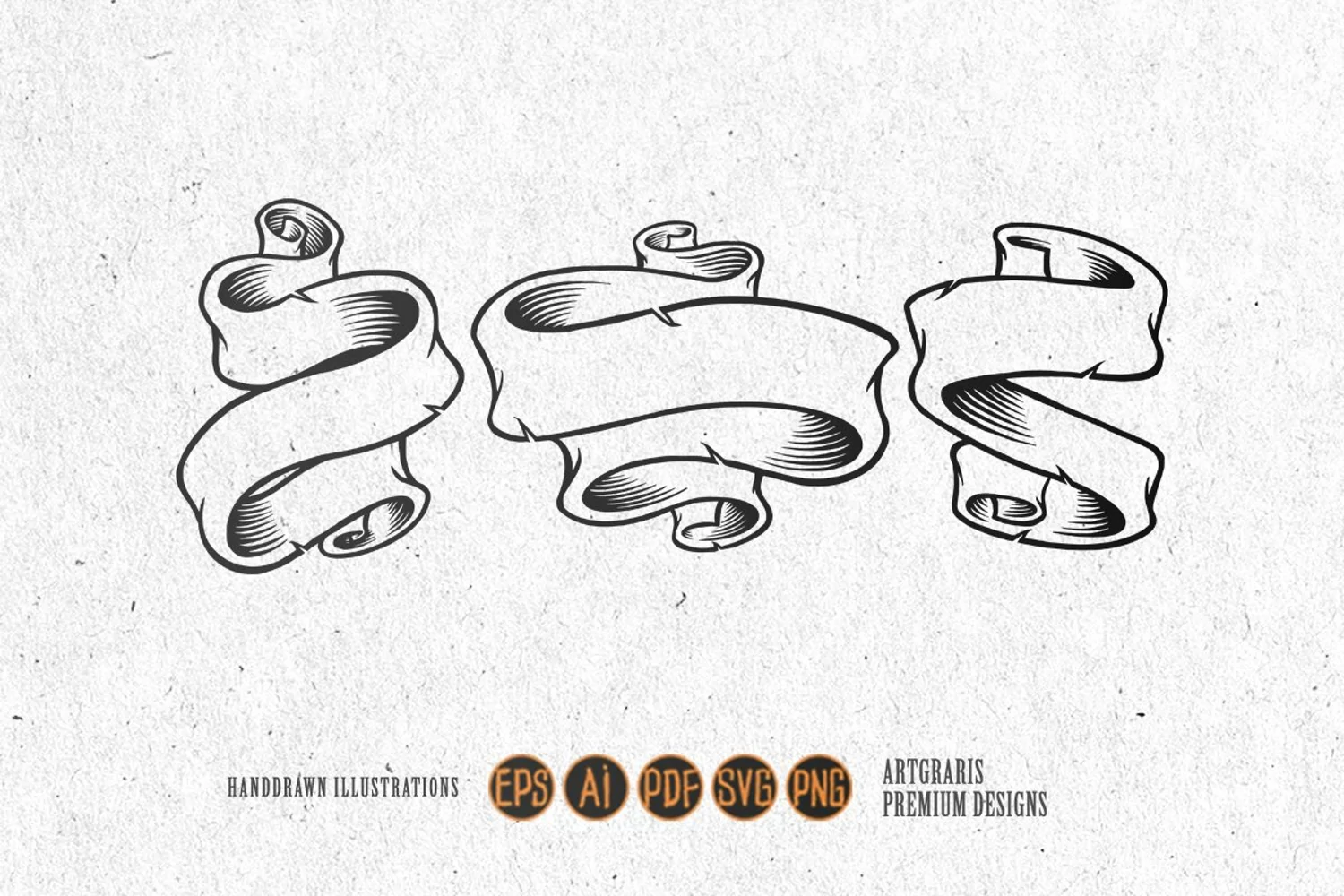Silhouette Banner vintage label hand drawn product image 1