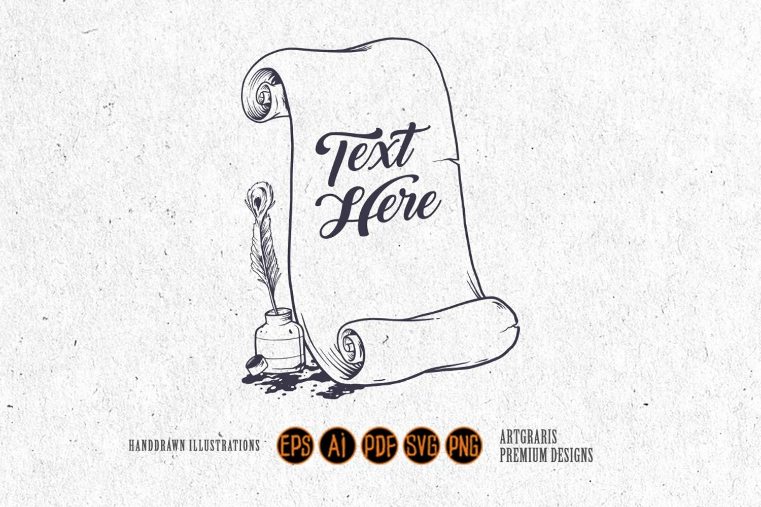 Silhouette paper scrolls inkwell vintage svg file product image 1