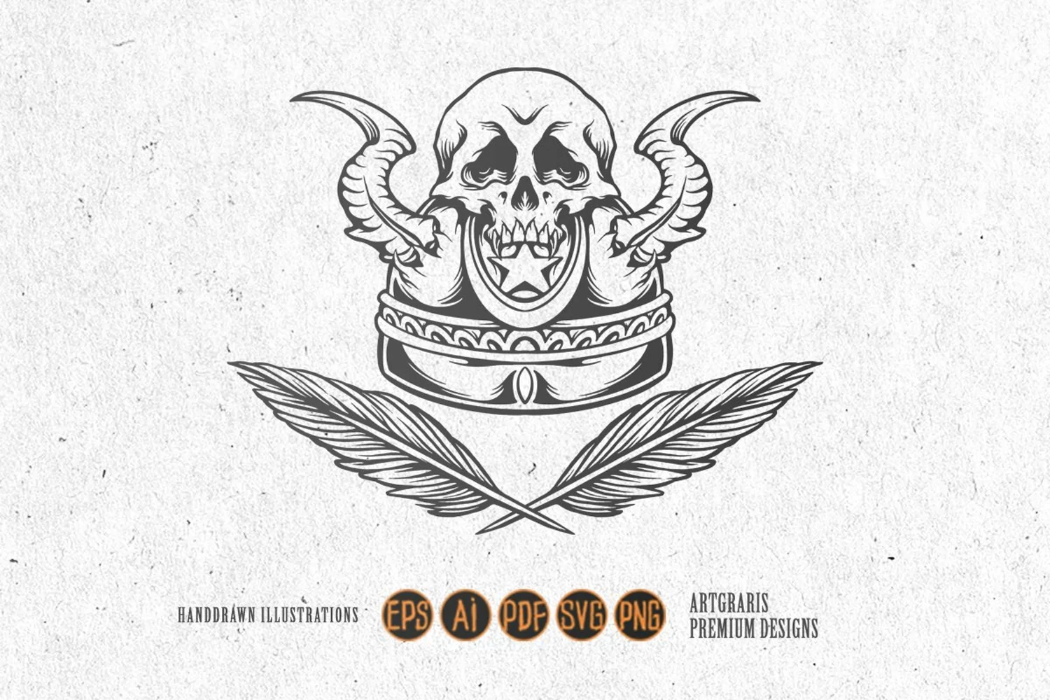 Silhouette Symbol Vintage helmet skull horn product image 1