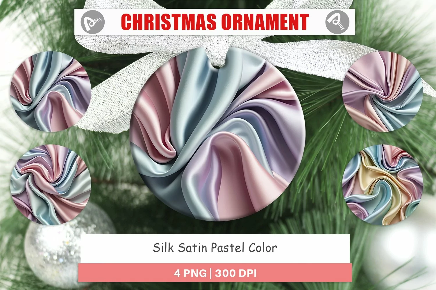 Christmas Ornaments Pastel Silk Satin product image 1