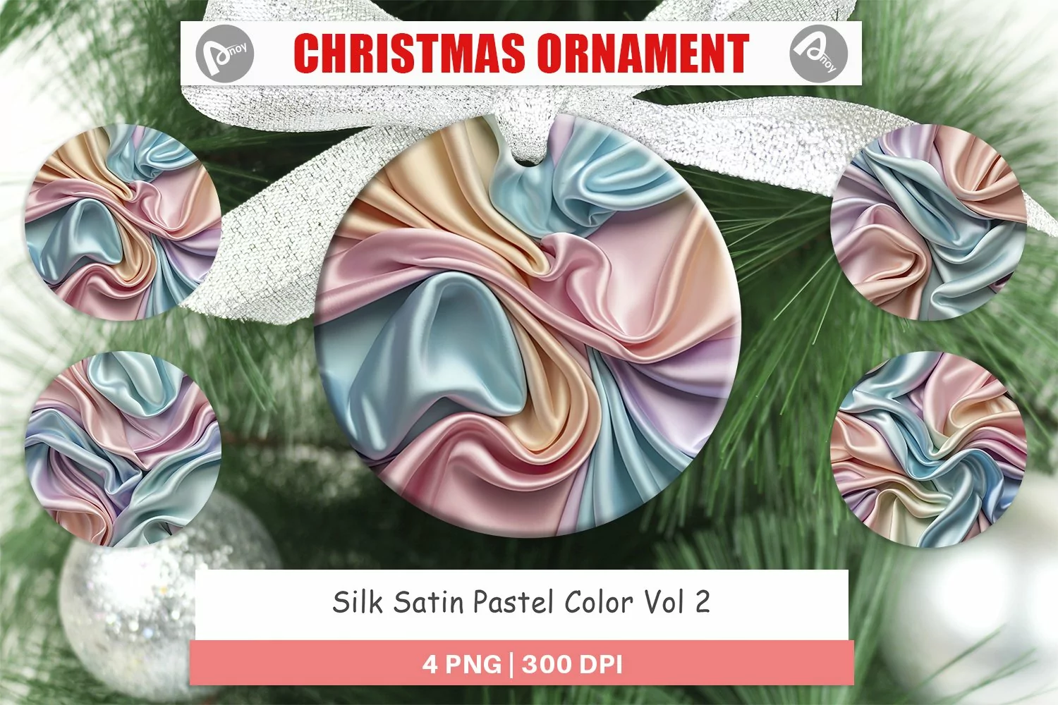 Christmas Ornaments Pastel Silk Satin product image 1
