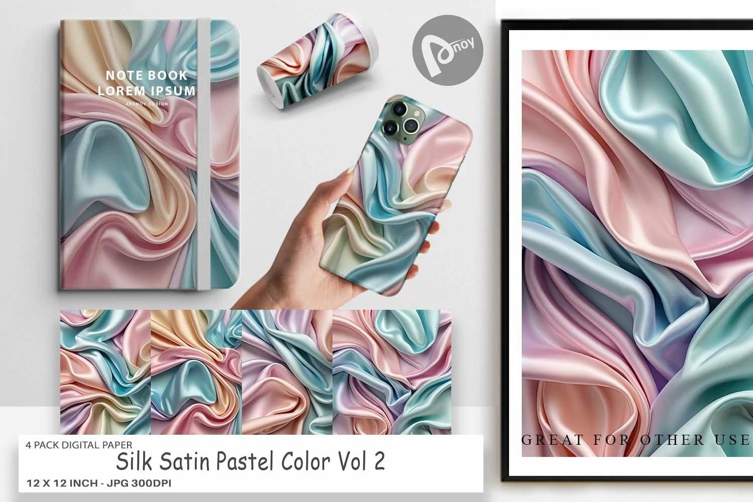 Digital Paper Pastel Silk Satin product image 1