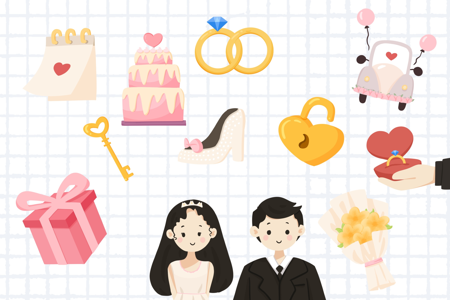 Cute Wedding Illustrations Graphic product image 1