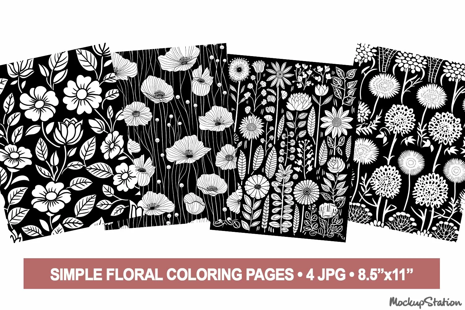 Floral Coloring Pages for Adults, Flowers Printable Designs product image 1