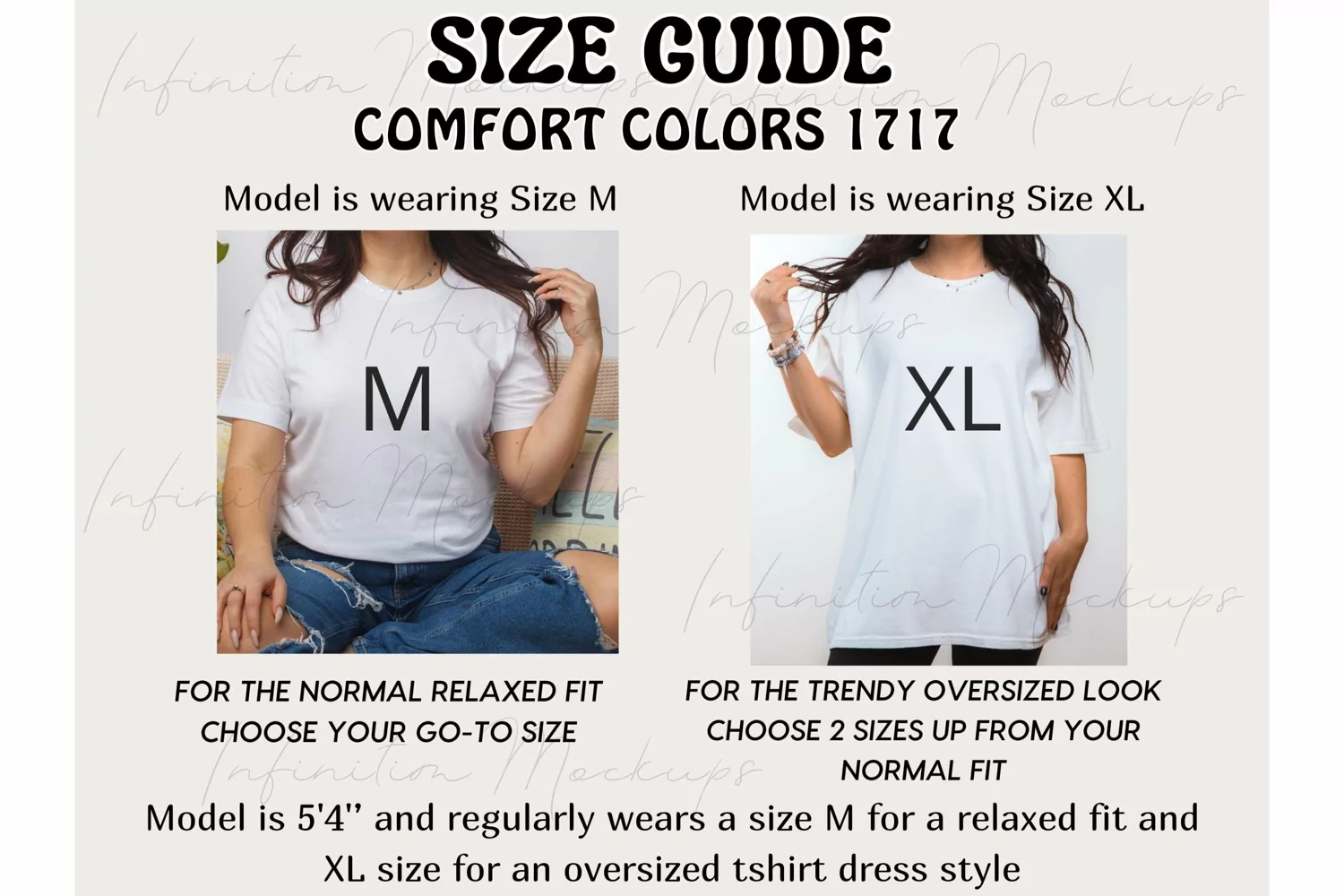 Size Chart Comfort Colors 1717 Oversized size guide product image 1