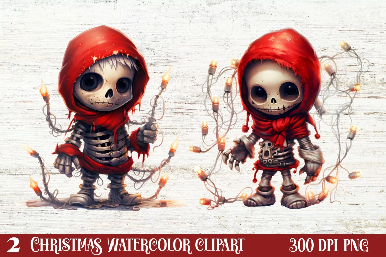 Christmas Skeleton Sublimation Clipart, Christmas PNG product image 1