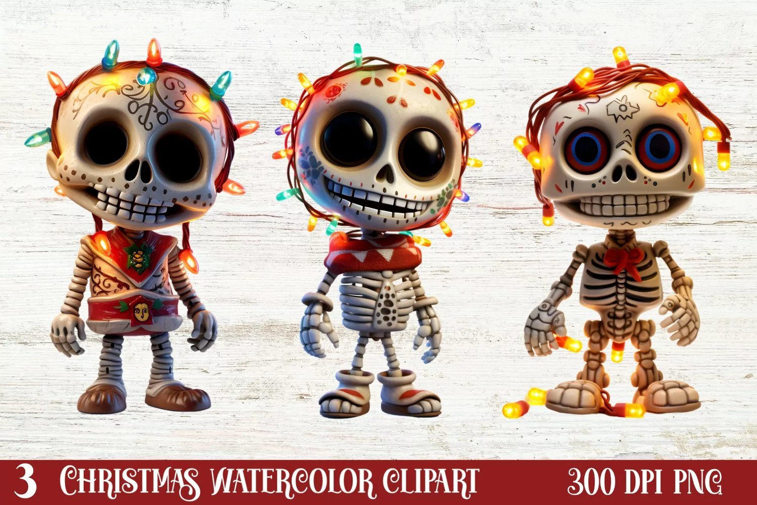 Christmas Skeleton Sublimation Clipart, Christmas PNG product image 1