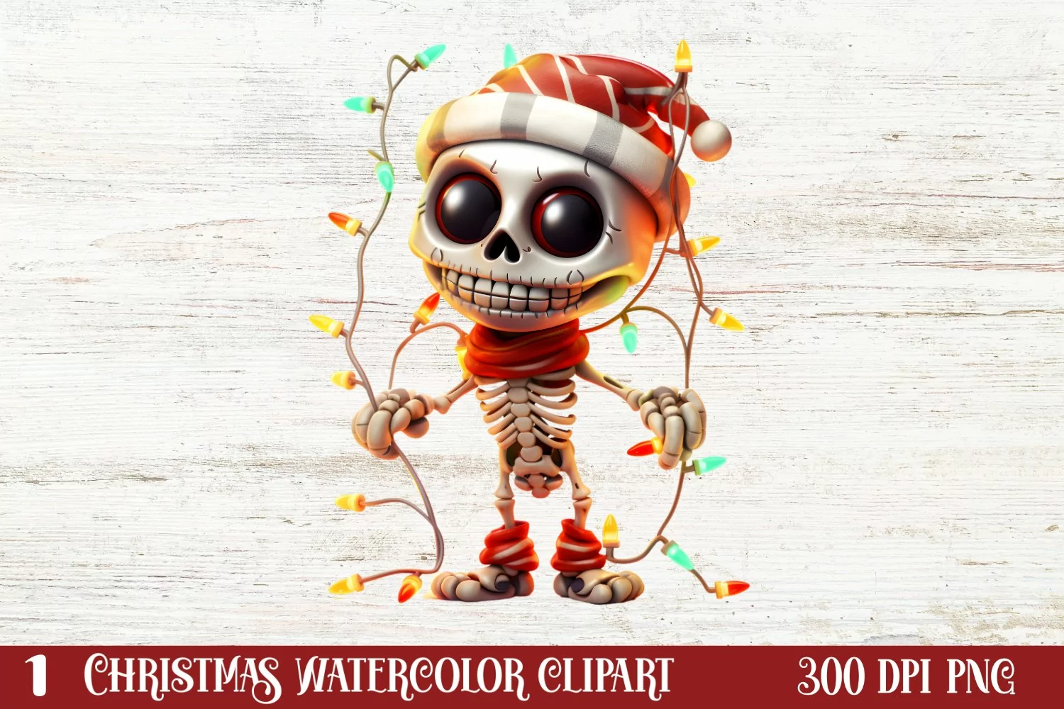 Christmas Skeleton Sublimation Clipart, Christmas PNG product image 1