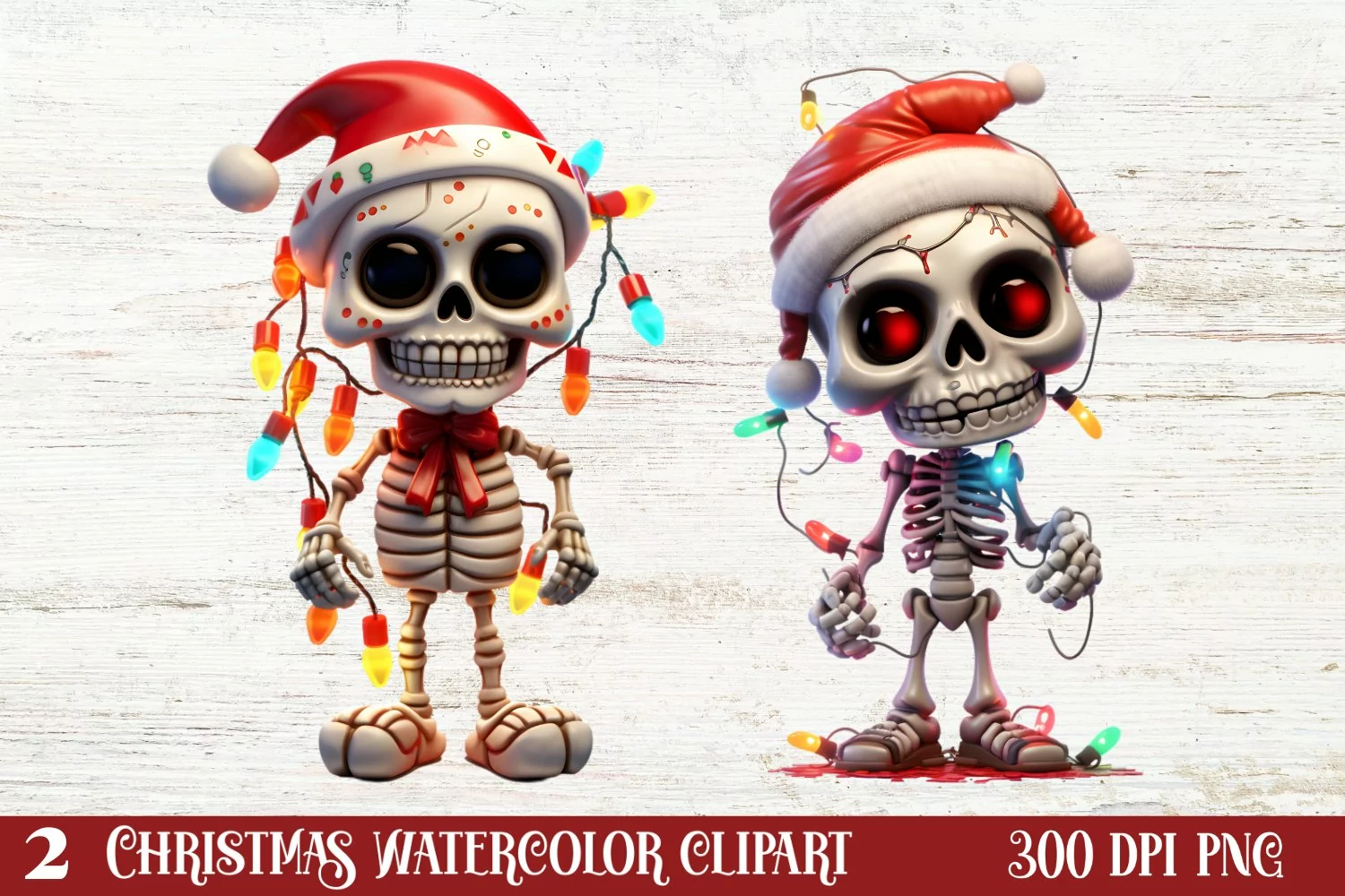 Christmas Skeleton Sublimation Clipart, Christmas PNG product image 1