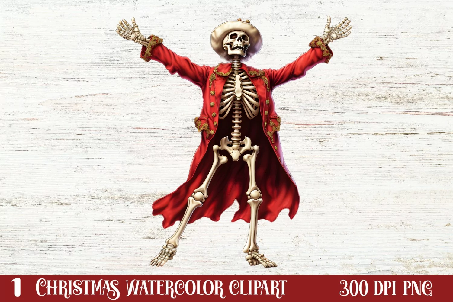 Christmas Skeleton Sublimation Clipart, Christmas PNG product image 1