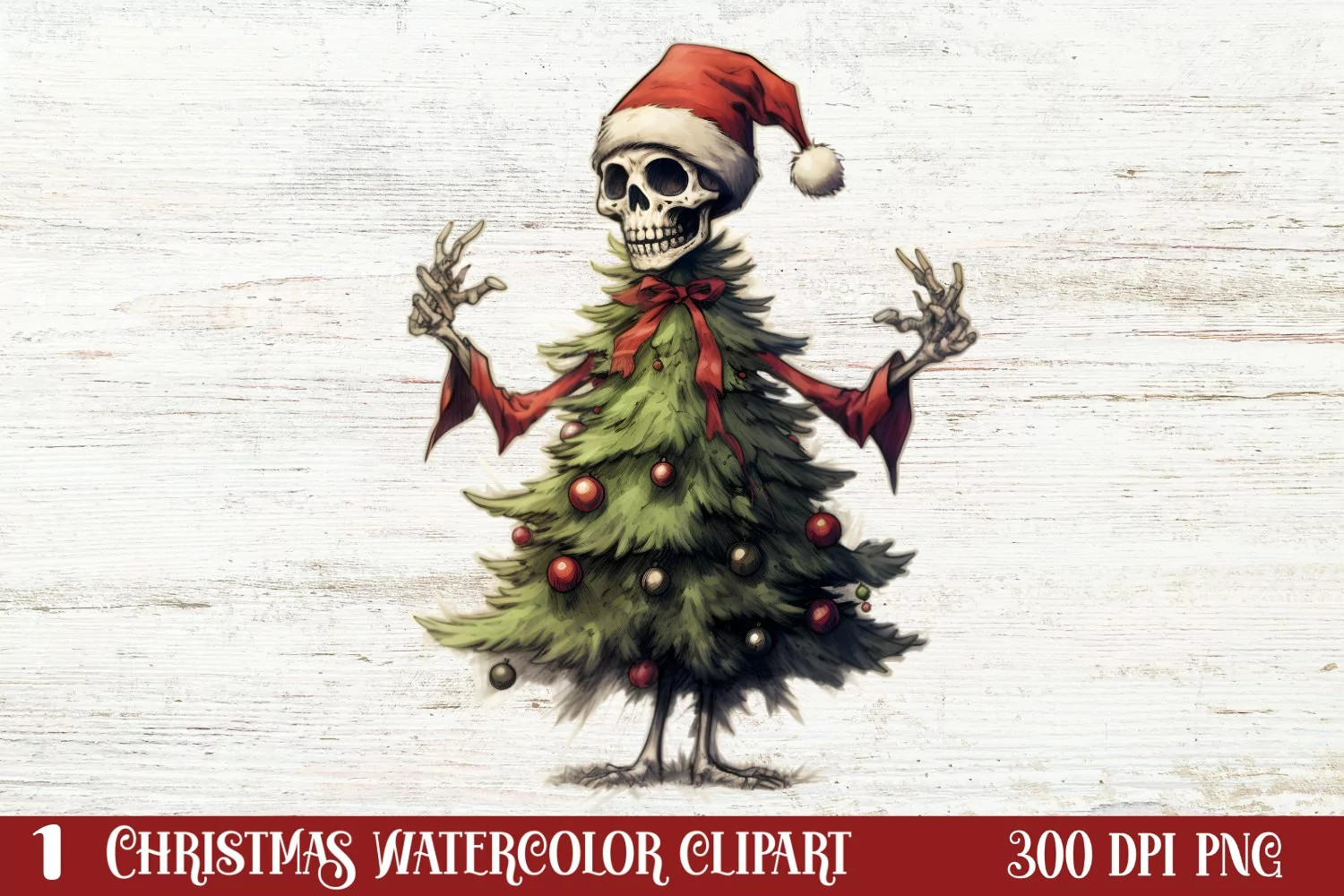 Christmas Skeleton Sublimation Clipart, Christmas PNG product image 1