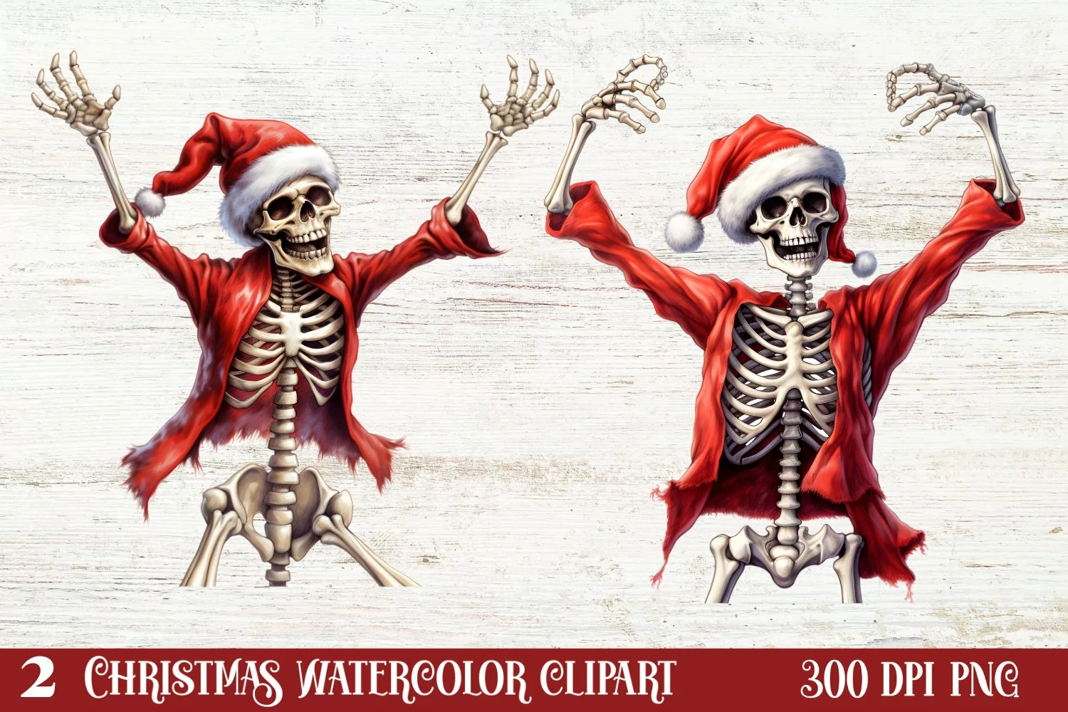 Christmas Skeleton Sublimation Clipart, Christmas PNG product image 1