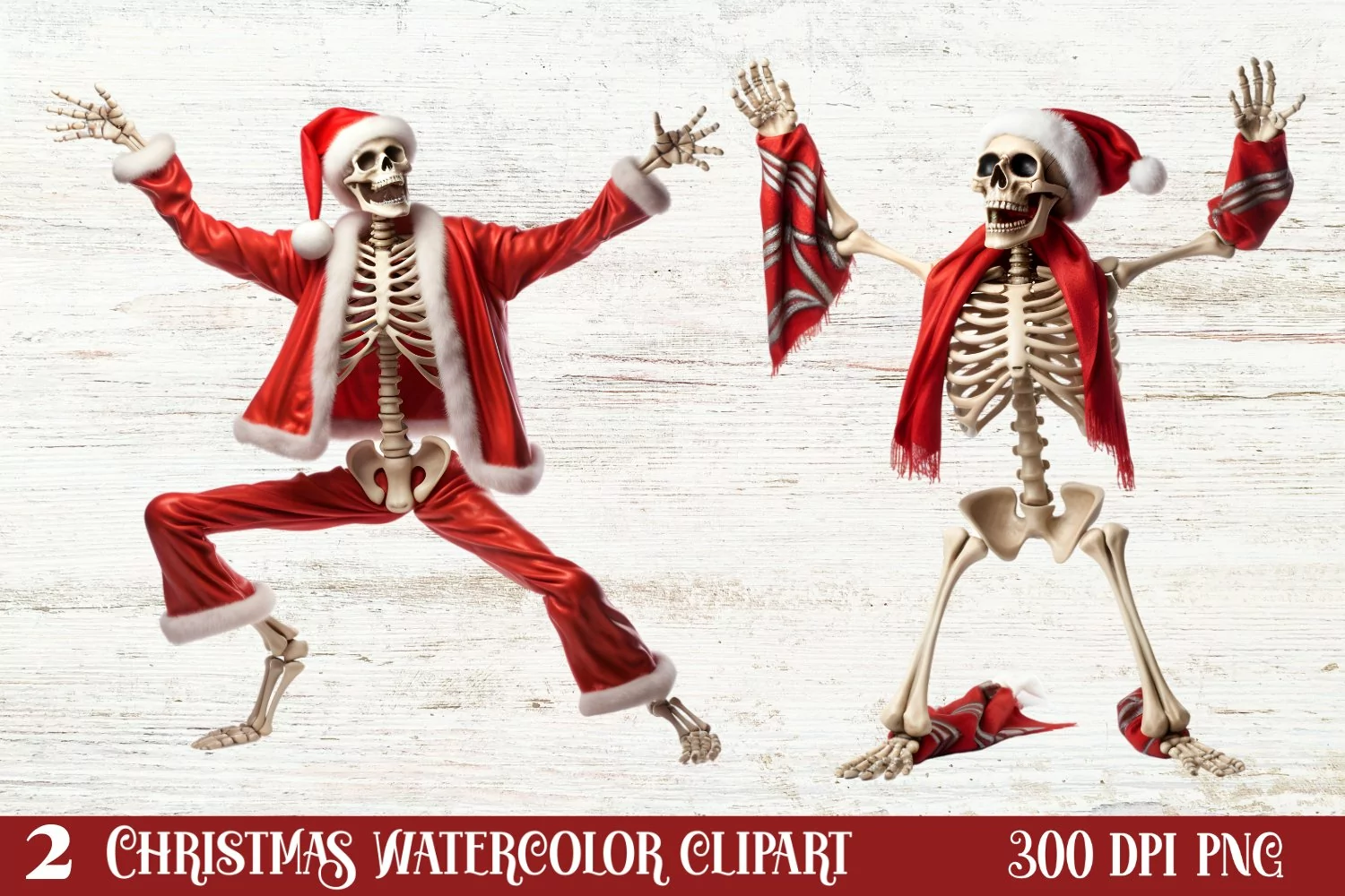 Christmas Skeleton Sublimation Clipart, Christmas PNG product image 1
