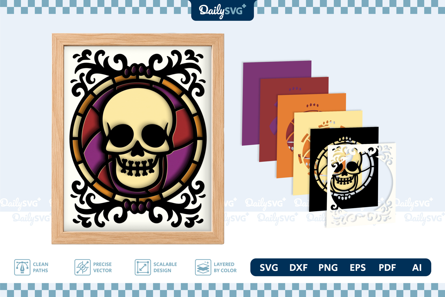 Halloween Vintage Frame Shadow Box SVG Gothic Layered product image 1