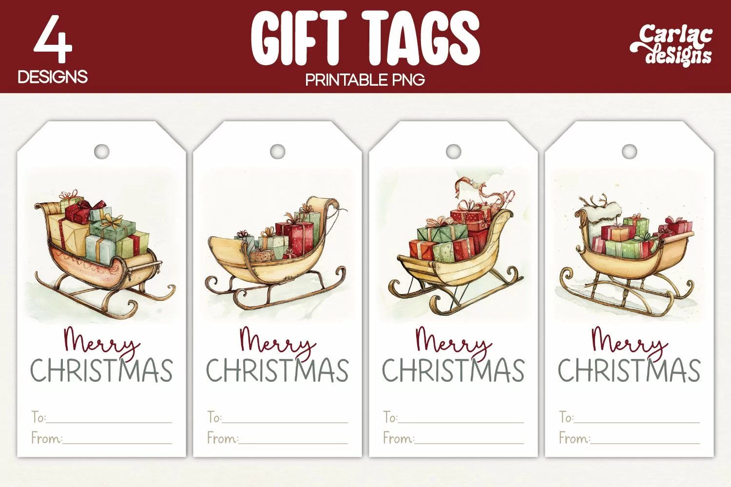 sleigh gift tags