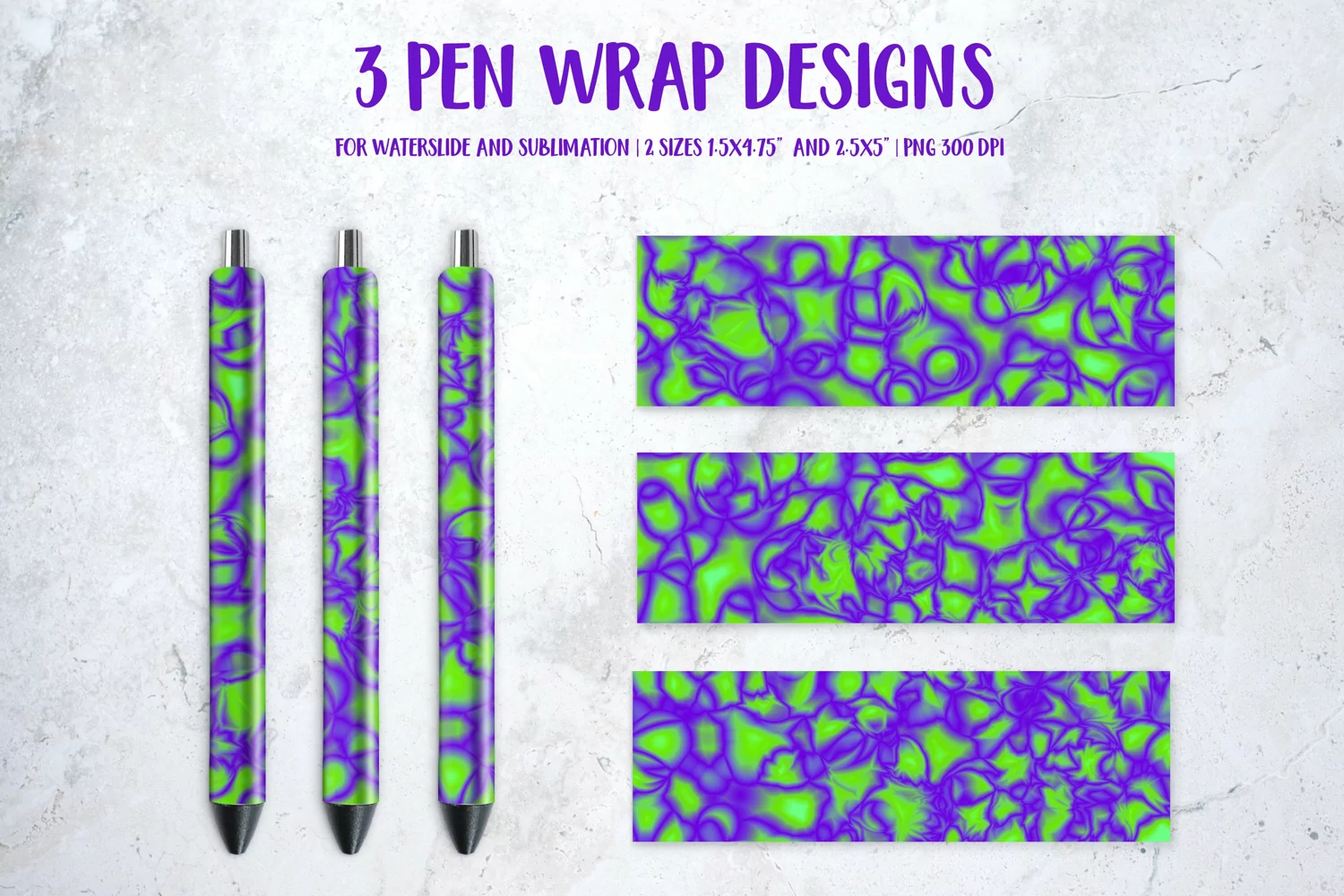 Green Purple Abstract Pen Wrap Sublimation or Waterslide product image 1