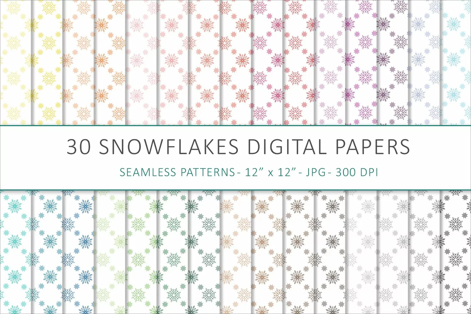 Snowflakes digital papers - 30 Seamless Designs product image 1