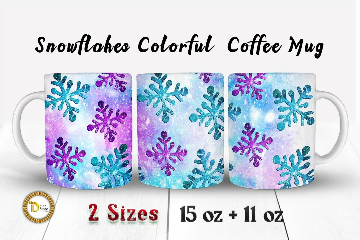 Christmas Snowflakes Galaxy Coffee Mug | 11-15 Oz Mug Wrap product image 1